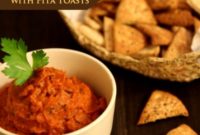 Smoky Roasted Red Pepper Dip with Crispy Pita