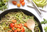 Minced Beef with Zucchini Noodles and Heirloom Tomatoes