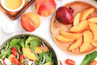 Honey Drizzled Peach Arugula Tomato Salad