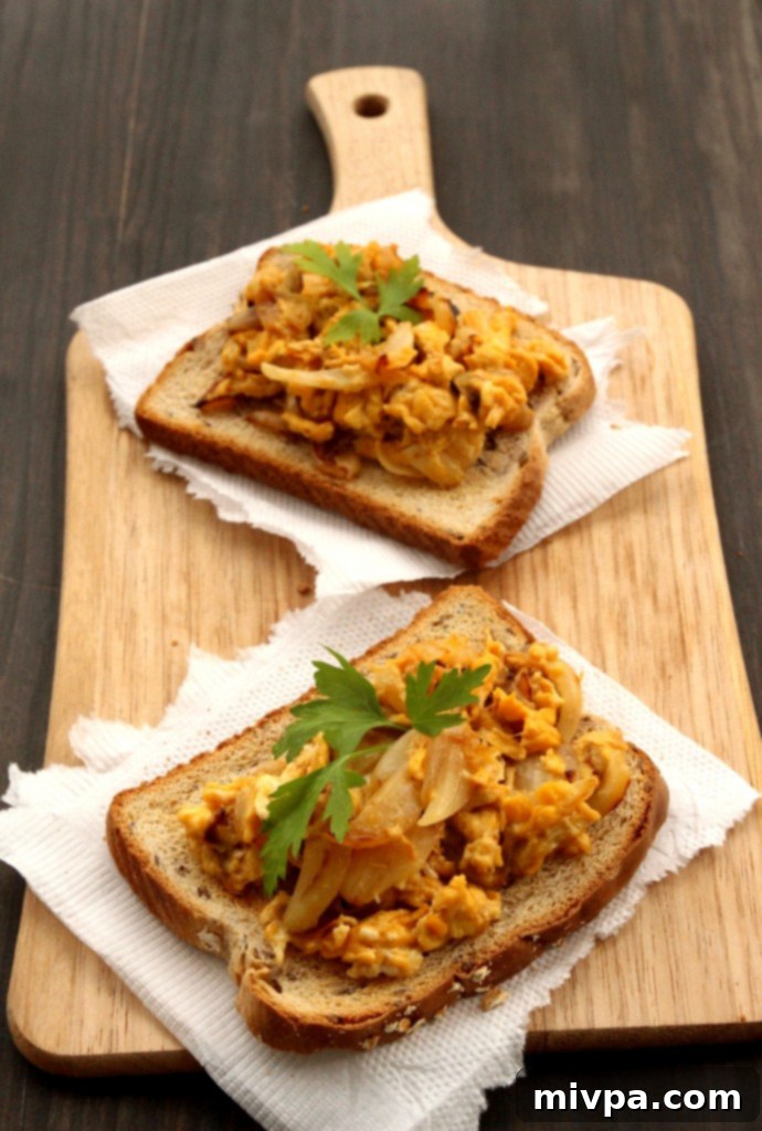 Caramelized Onions & Scrambled Eggs Tartine