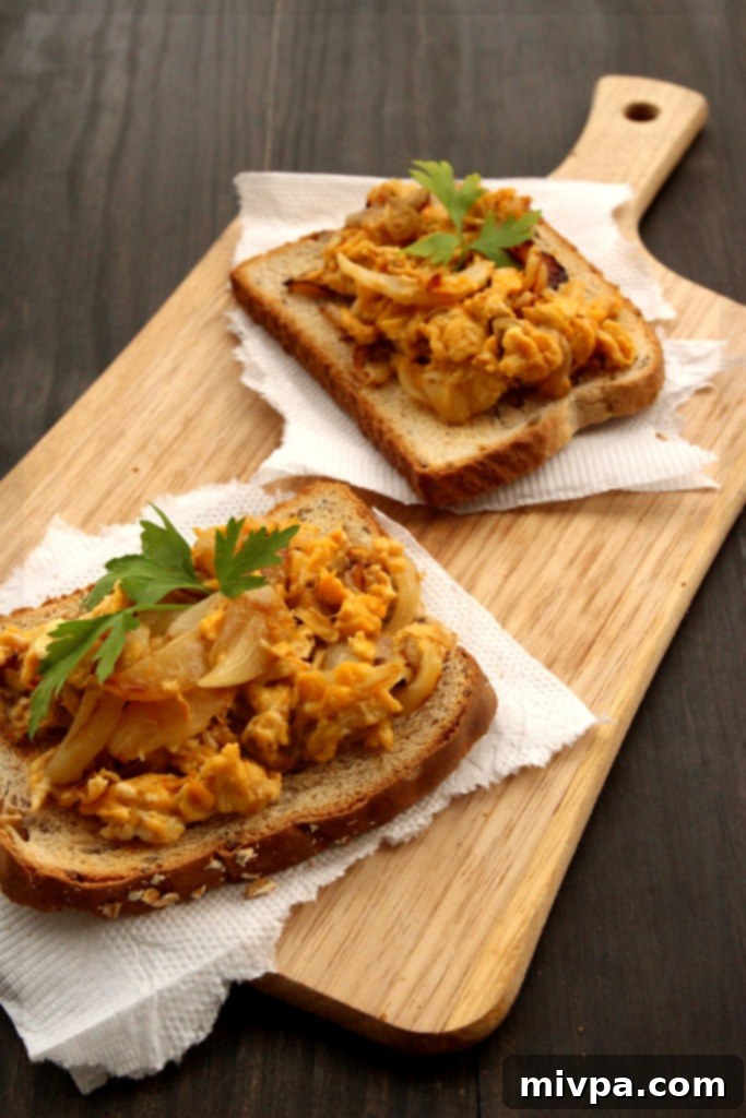 Caramelized Onions & Scrambled Eggs Tartine