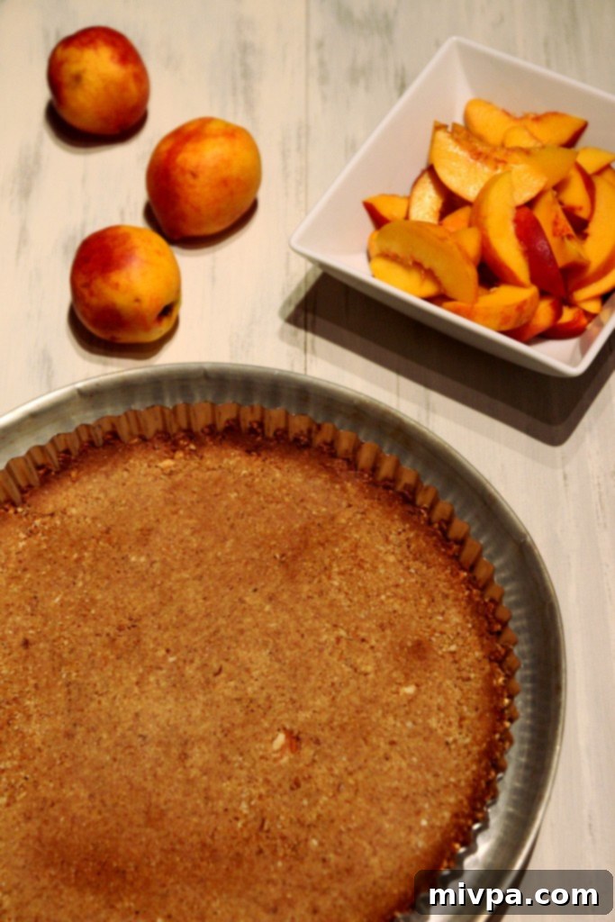 Preparing the Honey Peach Ricotta Tart Filling