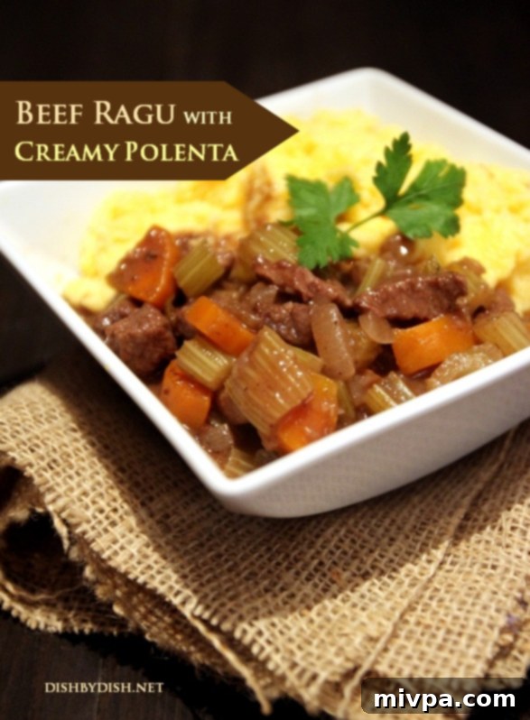 Rich Slow-Cooked Beef Ragu with Creamy Polenta