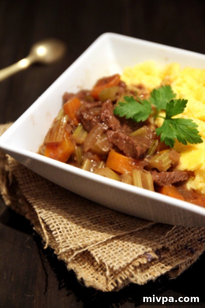 Homemade Beef Ragu with Creamy Polenta on a Rainy Day