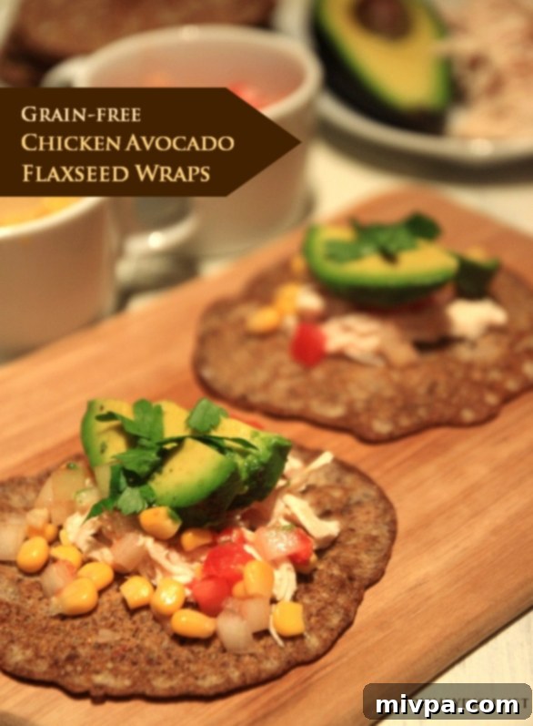Grain-free Chicken Avocado Flaxseed Wraps
