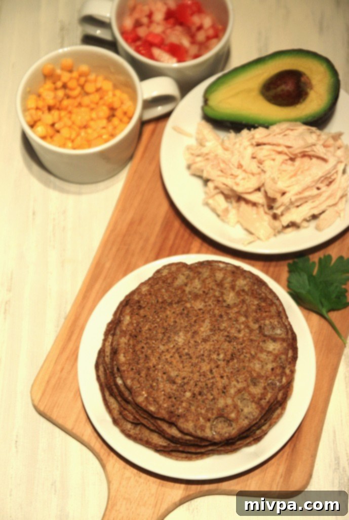 Grain-free Chicken Avocado Flaxseed Wraps