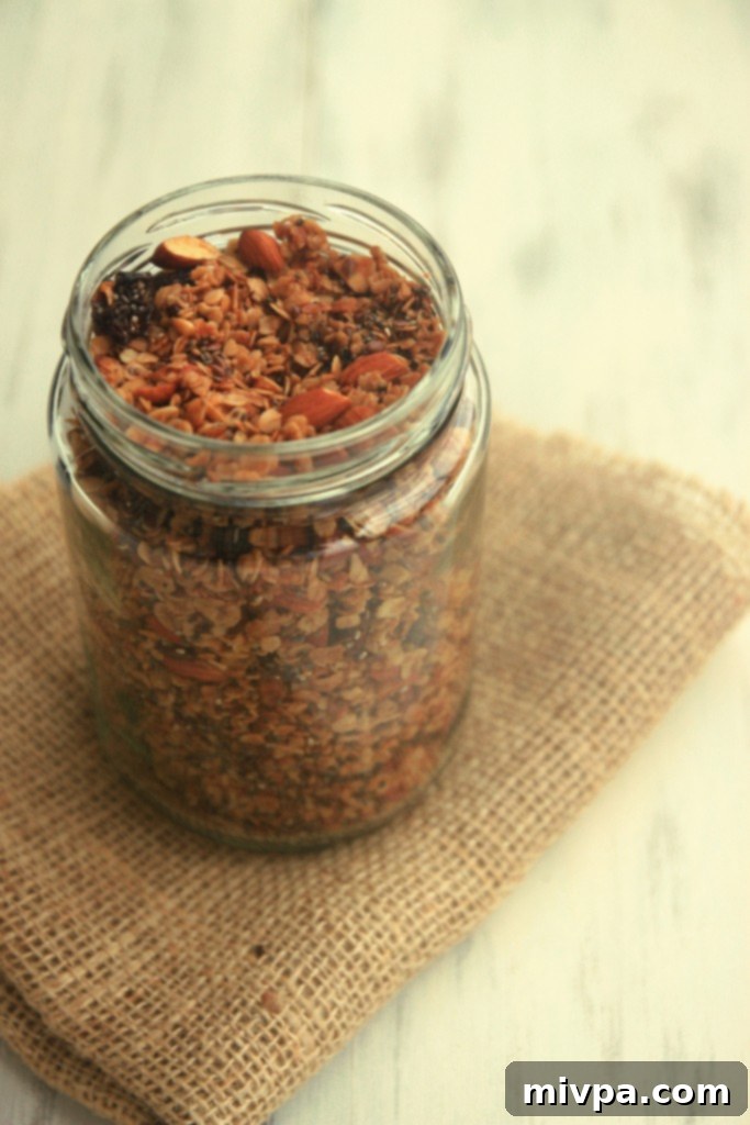 Gluten-Free Almond Granola served with milk and fruit