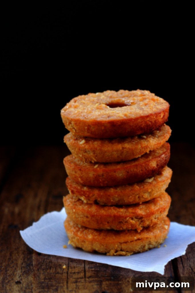 A close-up view of the moist interior of a Grain-free Apple Cider Vinegar Doughnut