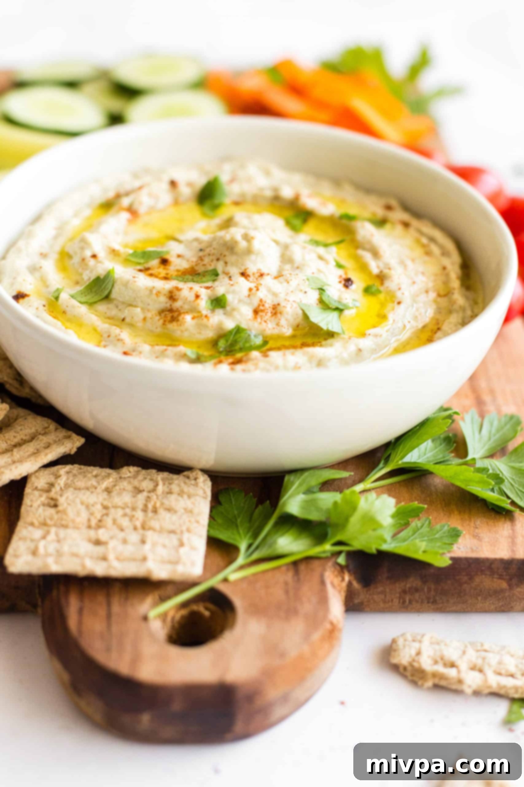 A big bowl of creamy eggplant dip.