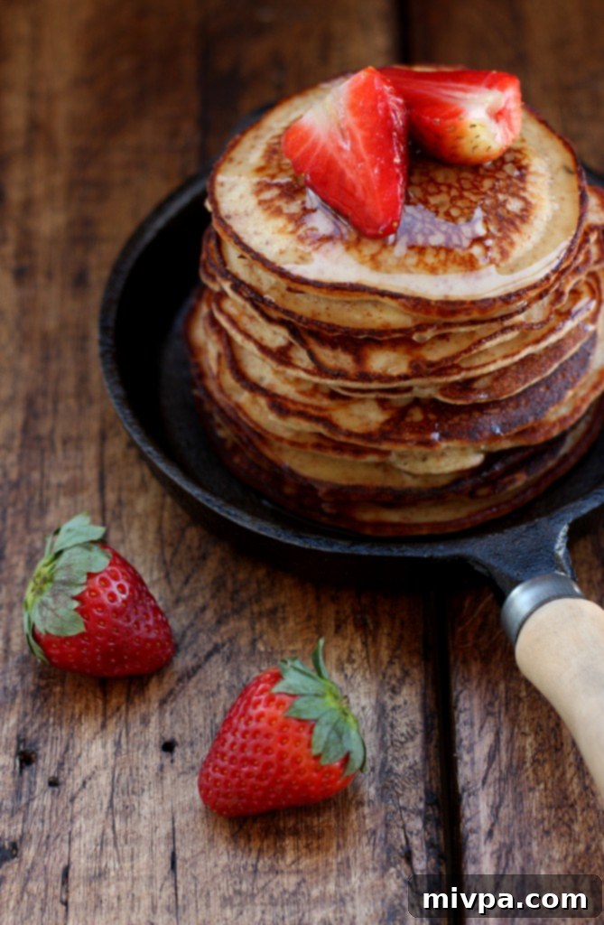 Delicious grain-free yogurt almond pancakes with berries