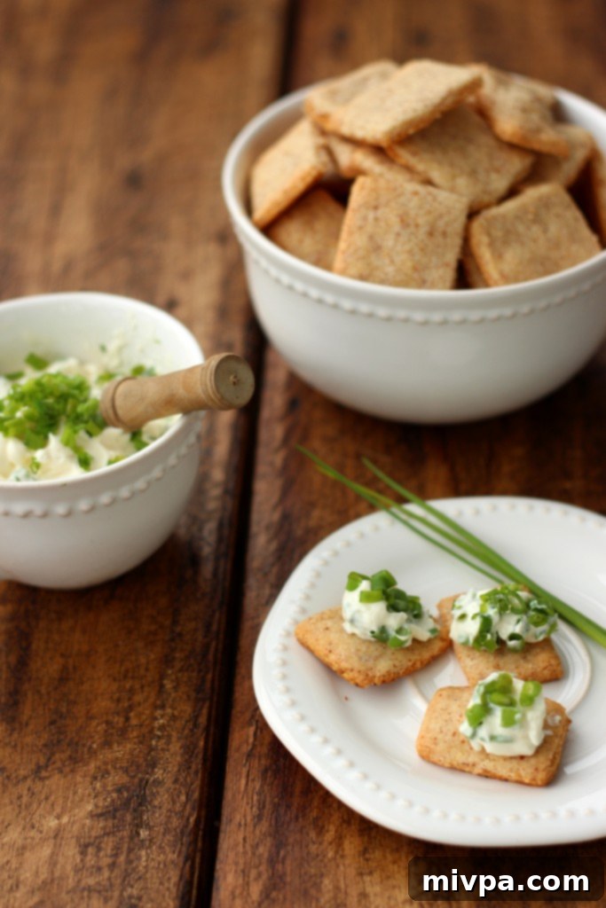 Freshly baked Grain-free Cheese Crackers on a cutting board