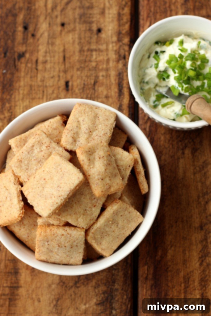 A bowl of fresh Grain-free Cheese Crackers, ready to be served