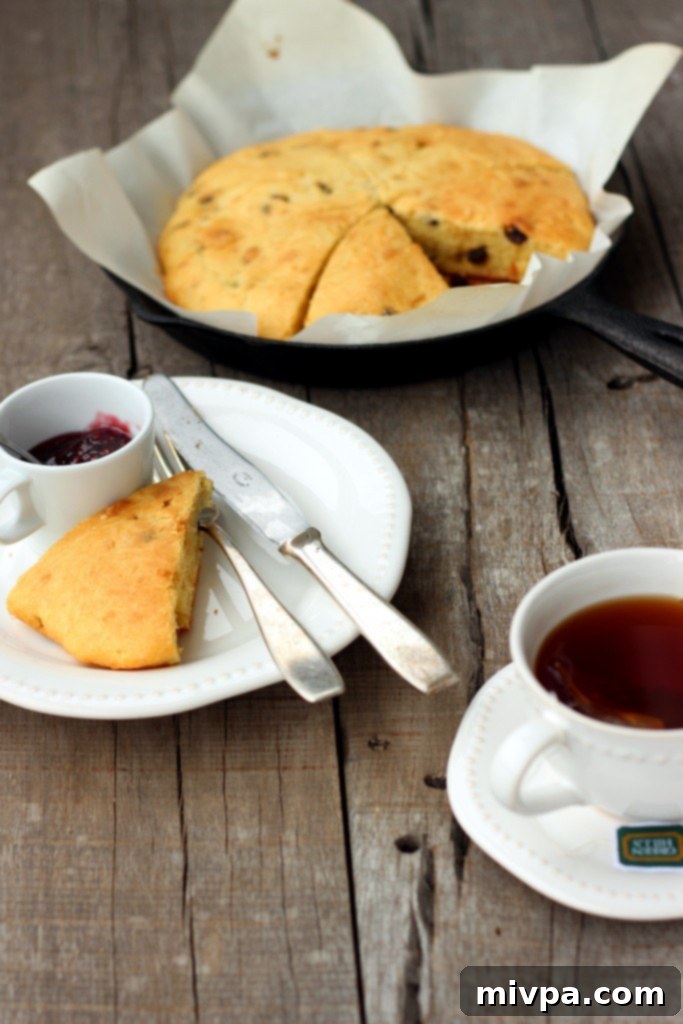 A stack of Gluten-free Raisin Scones on a white plate