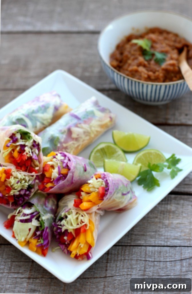 Fresh Rainbow Vegetable Rolls, vibrant and ready to eat