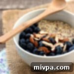 Delicious Blueberry & Almond Flaxseed Porridge, a healthy breakfast recipe