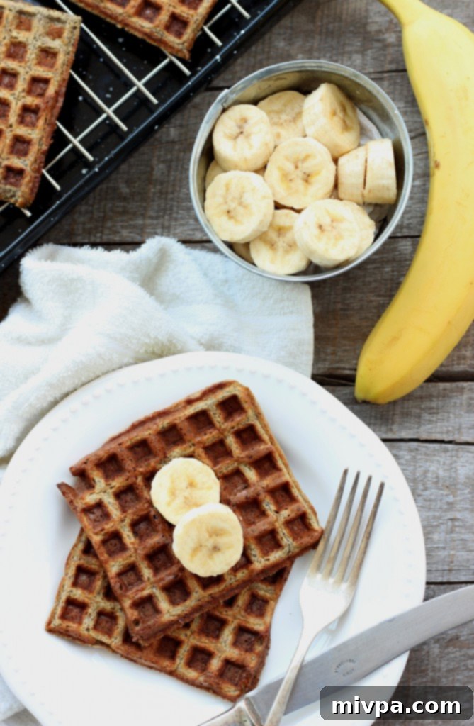 5-Ingredient Banana Flaxseed Waffles
