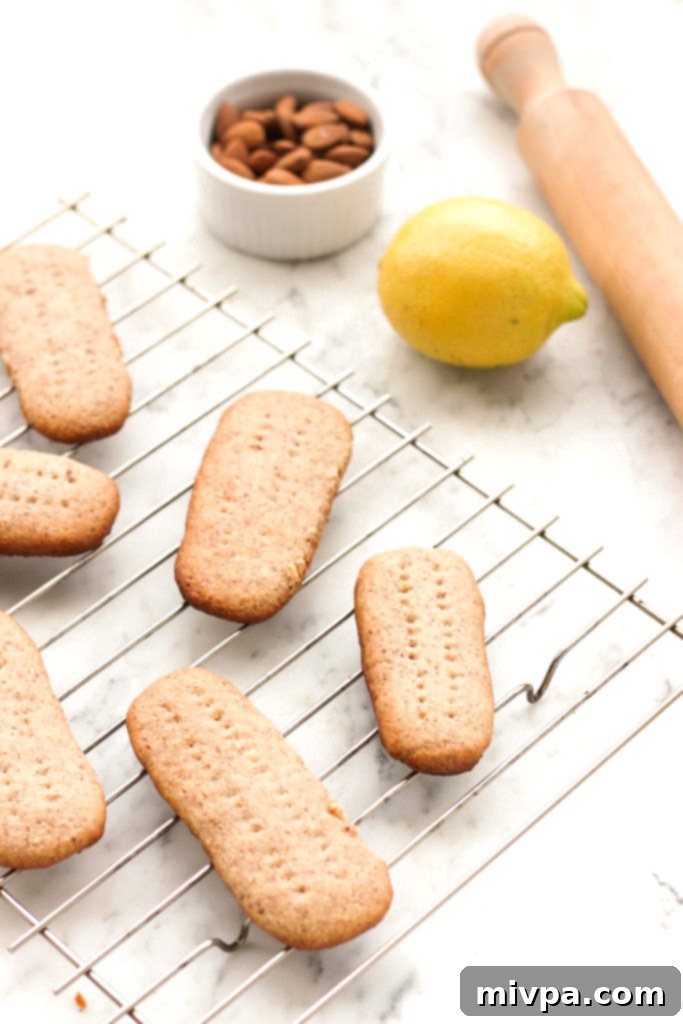 Up close view of almond flour shortbread cookies on wire rack.