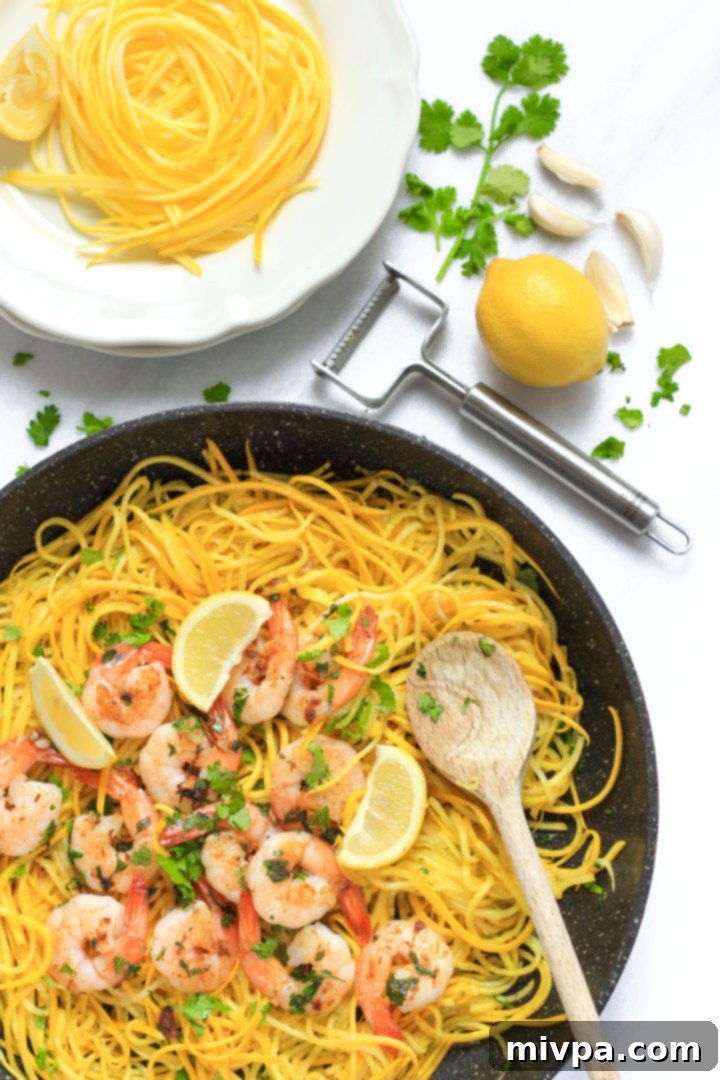 Garlic Butter Shrimp with Yellow Squash Noodles