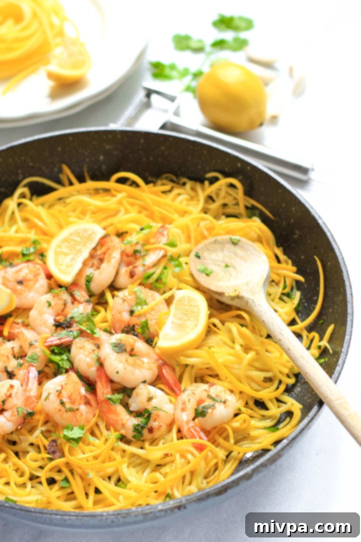 Garlic Butter Shrimp with Yellow Squash Noodles