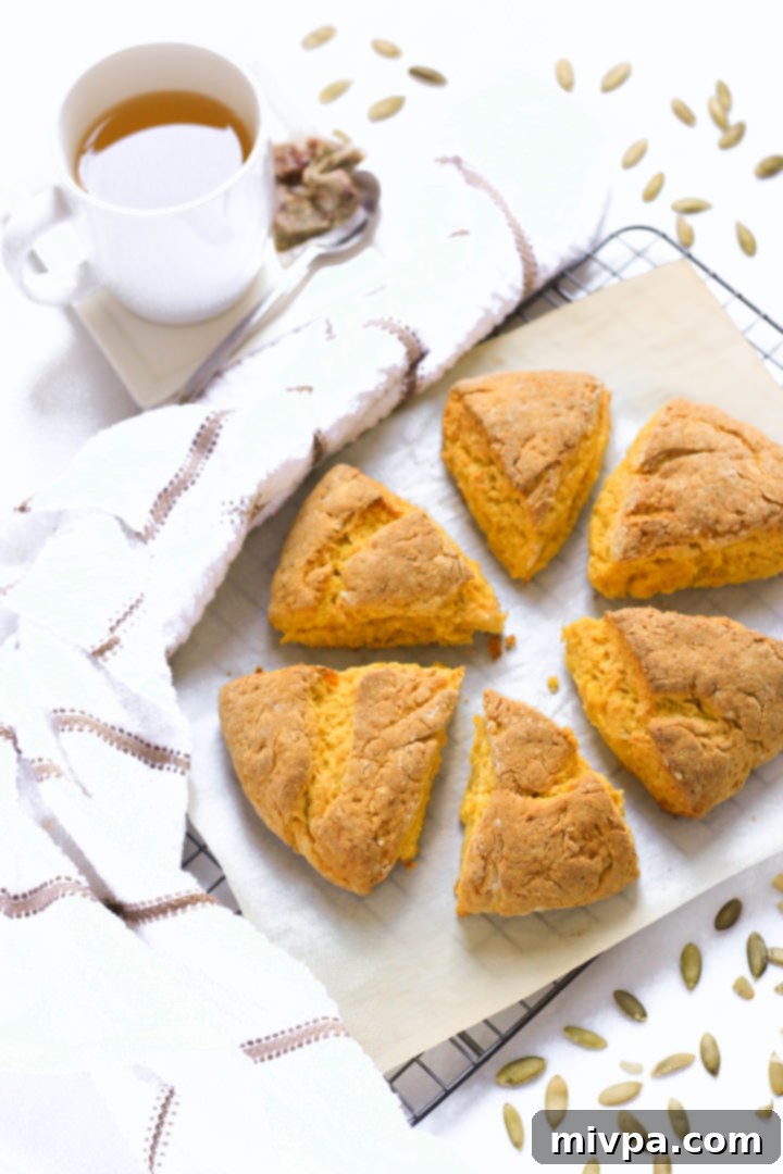 Pumpkin scones just pulled from the oven.