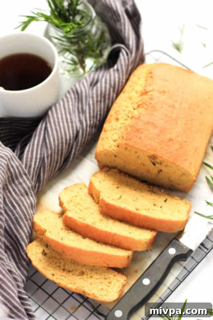 Sliced cornbread and a knife by the side.
