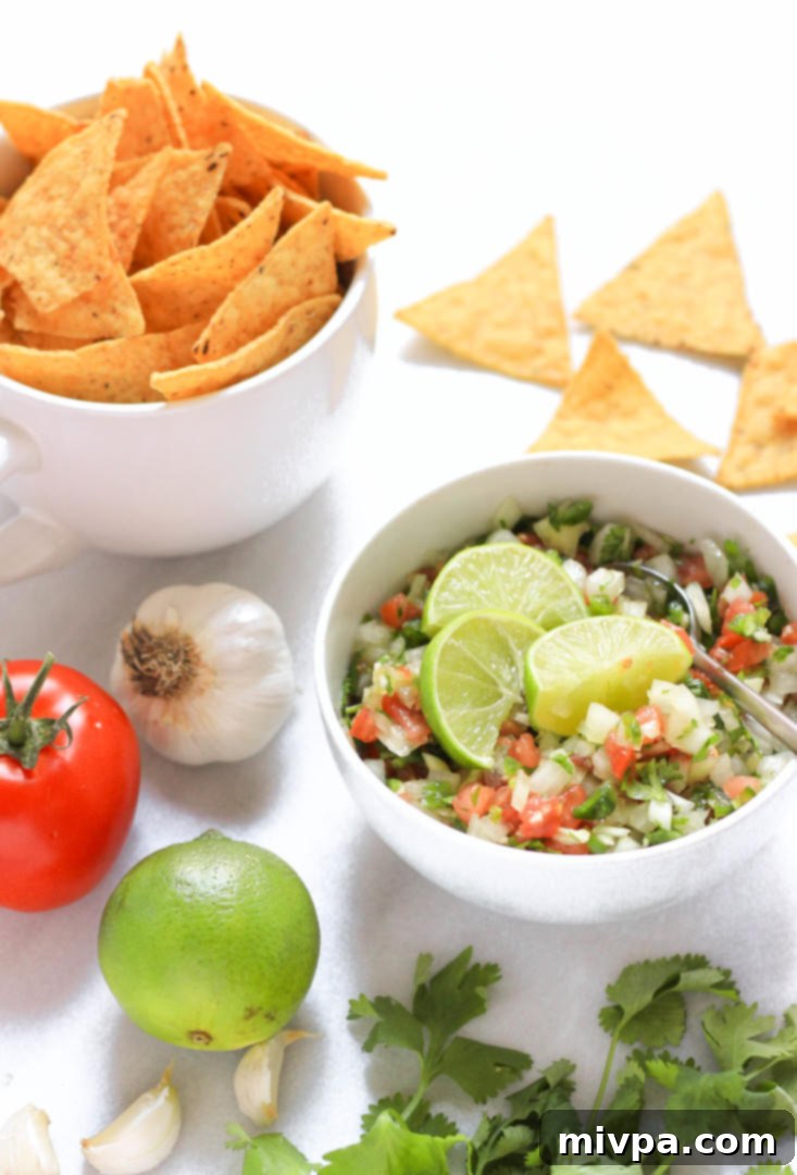 Pico de gallo and tortilla chips.