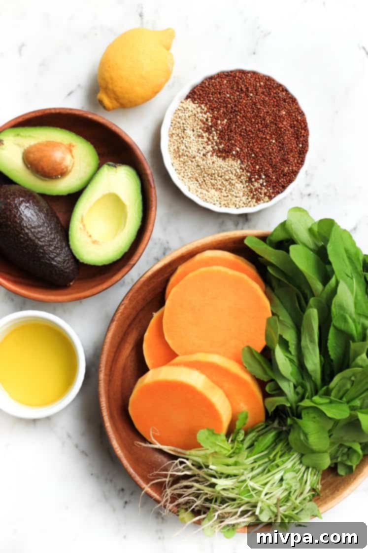 Warm Quinoa Salad with Butternut Squash, Avocado and Arugula (Gluten-free, Vegan)