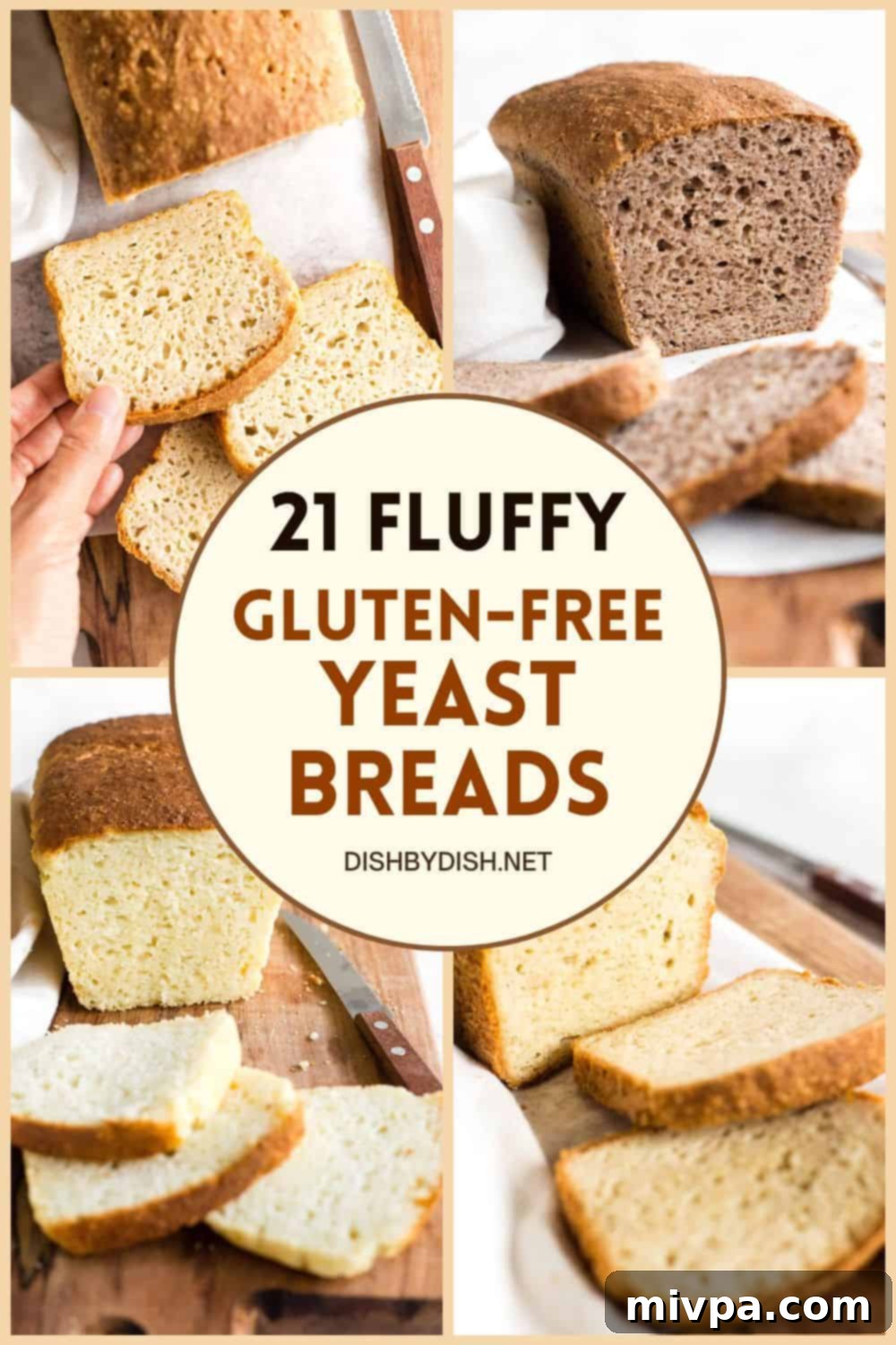 A collage of gluten-free yeast breads.