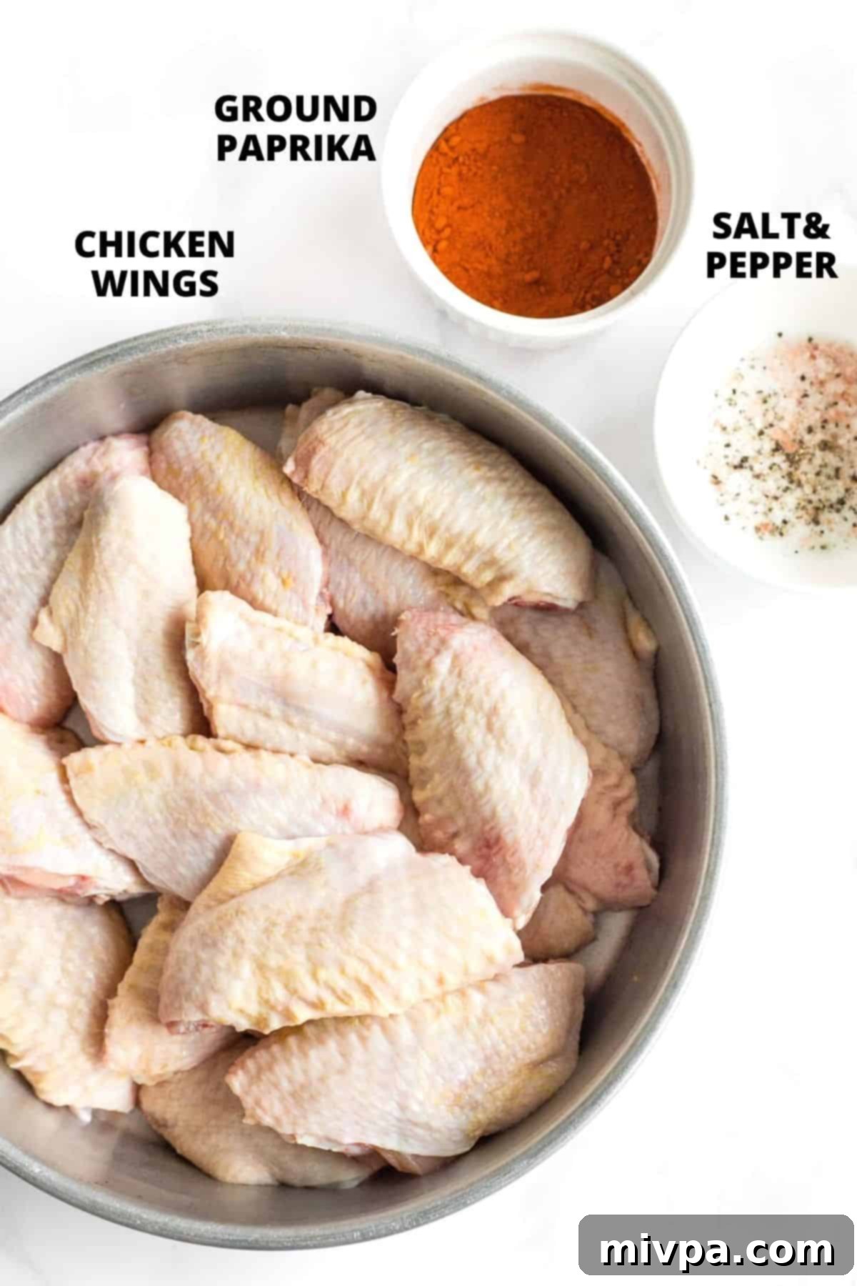 Ingredients for making air fryer chicken wings recipe.