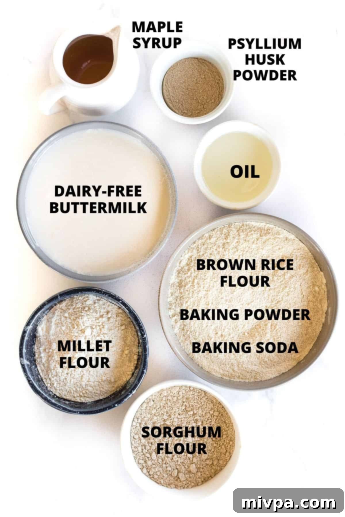 Ingredients required for gluten-free Irish brown soda bread recipe.