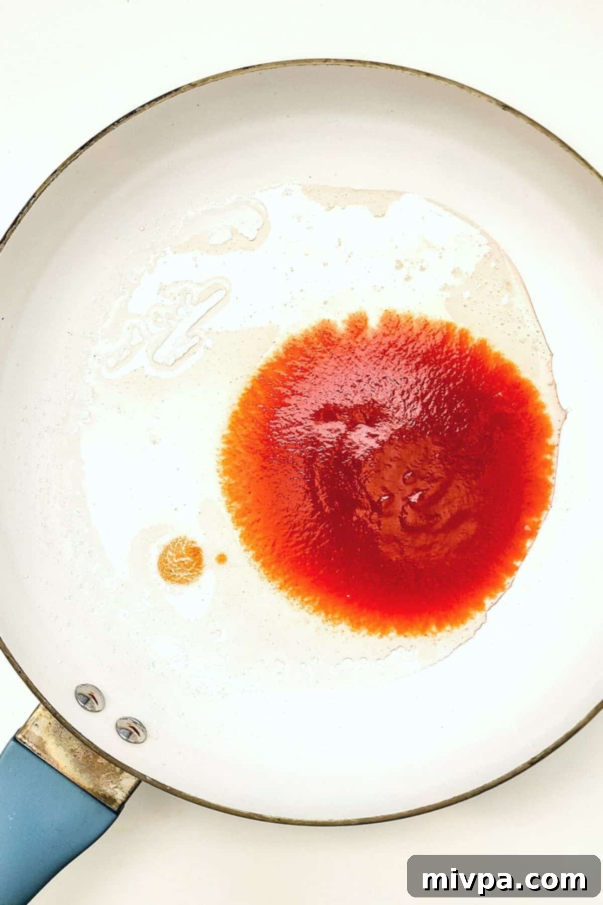 Tomato sauce in a saucepan.