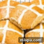 Up close shot of gluten-free hot cross buns.
