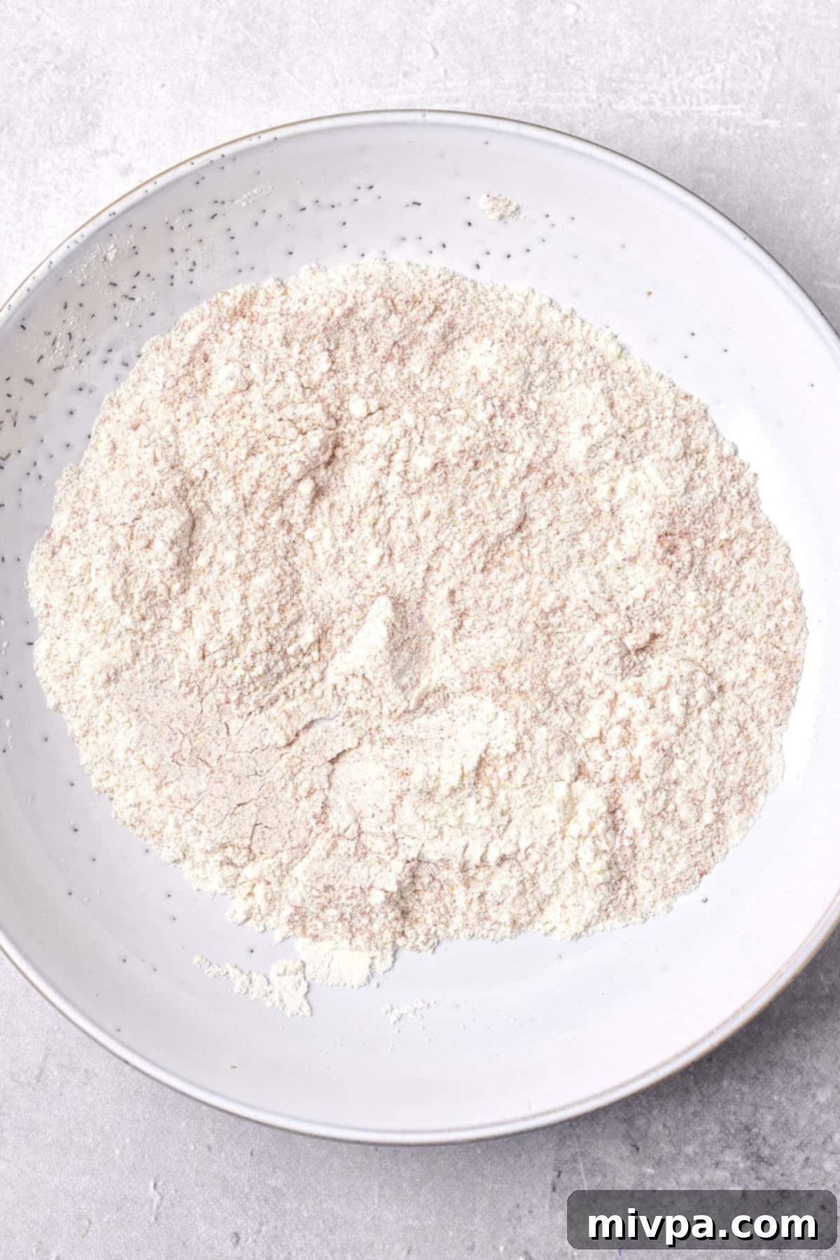 Flour mixture in bowl.