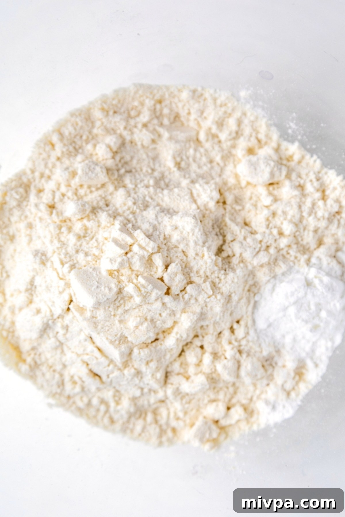 Flour mixture in mixing bowl.