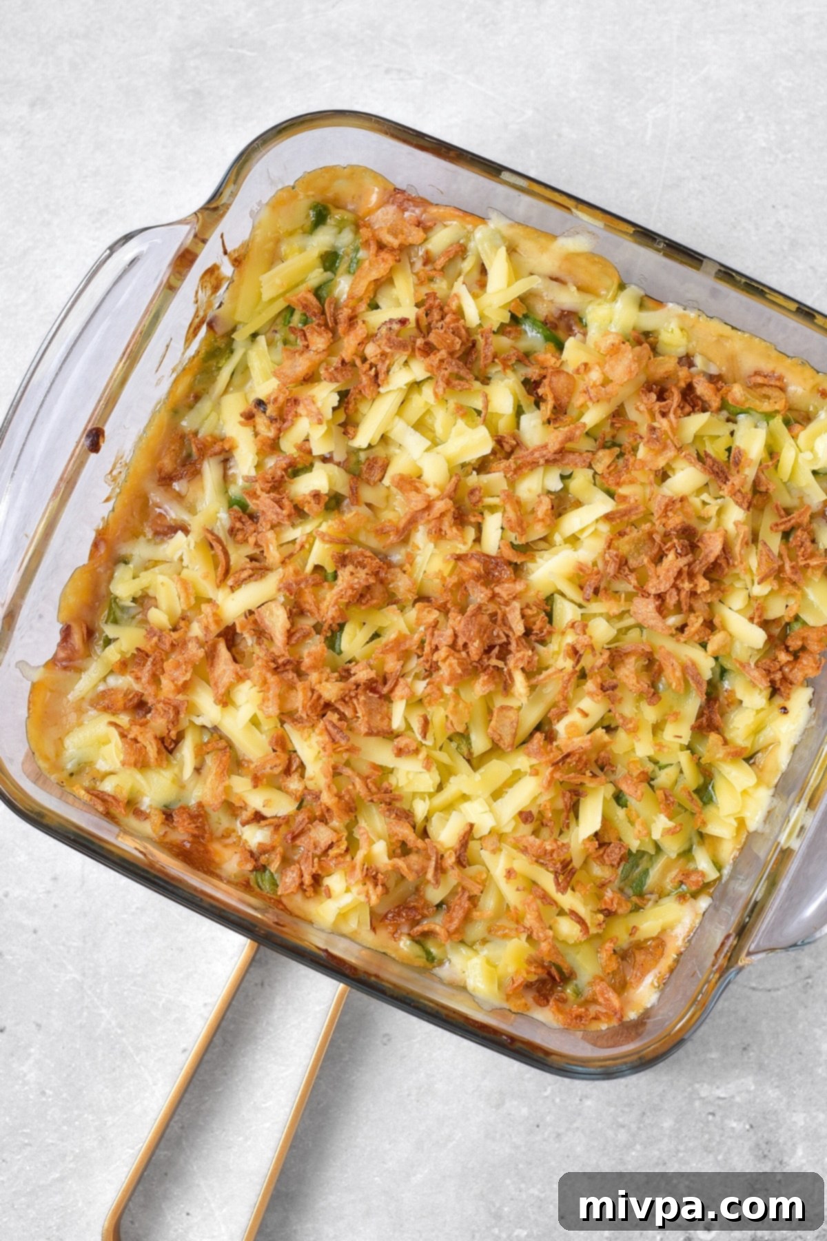 Casserole with final topping added.