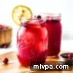 Homemade Cranberry Juice (Gluten-Free, Vegan) in a glass ready to be enjoyed.