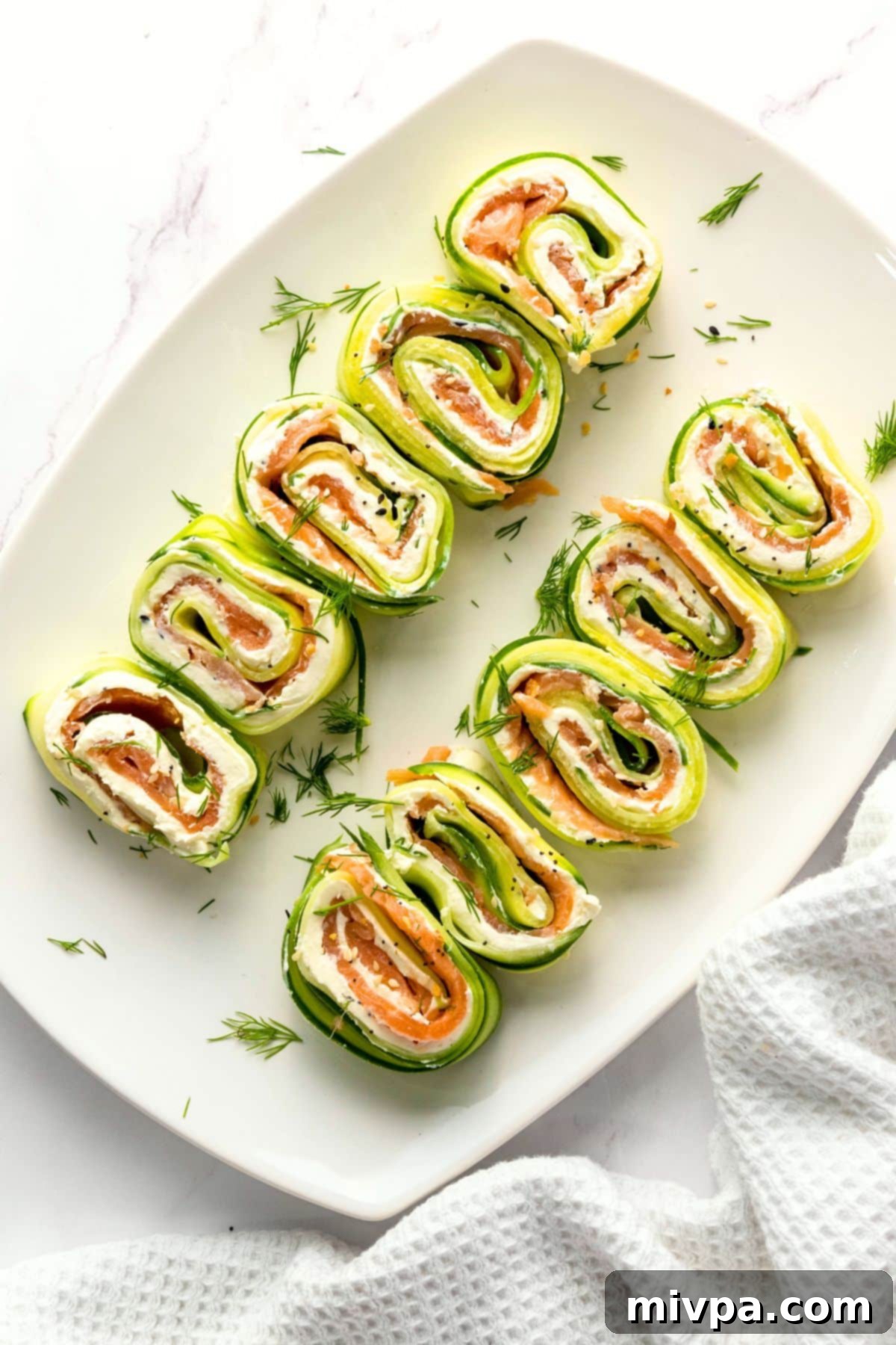 Cucumber Pinwheels A plate of cucumber pinwheels