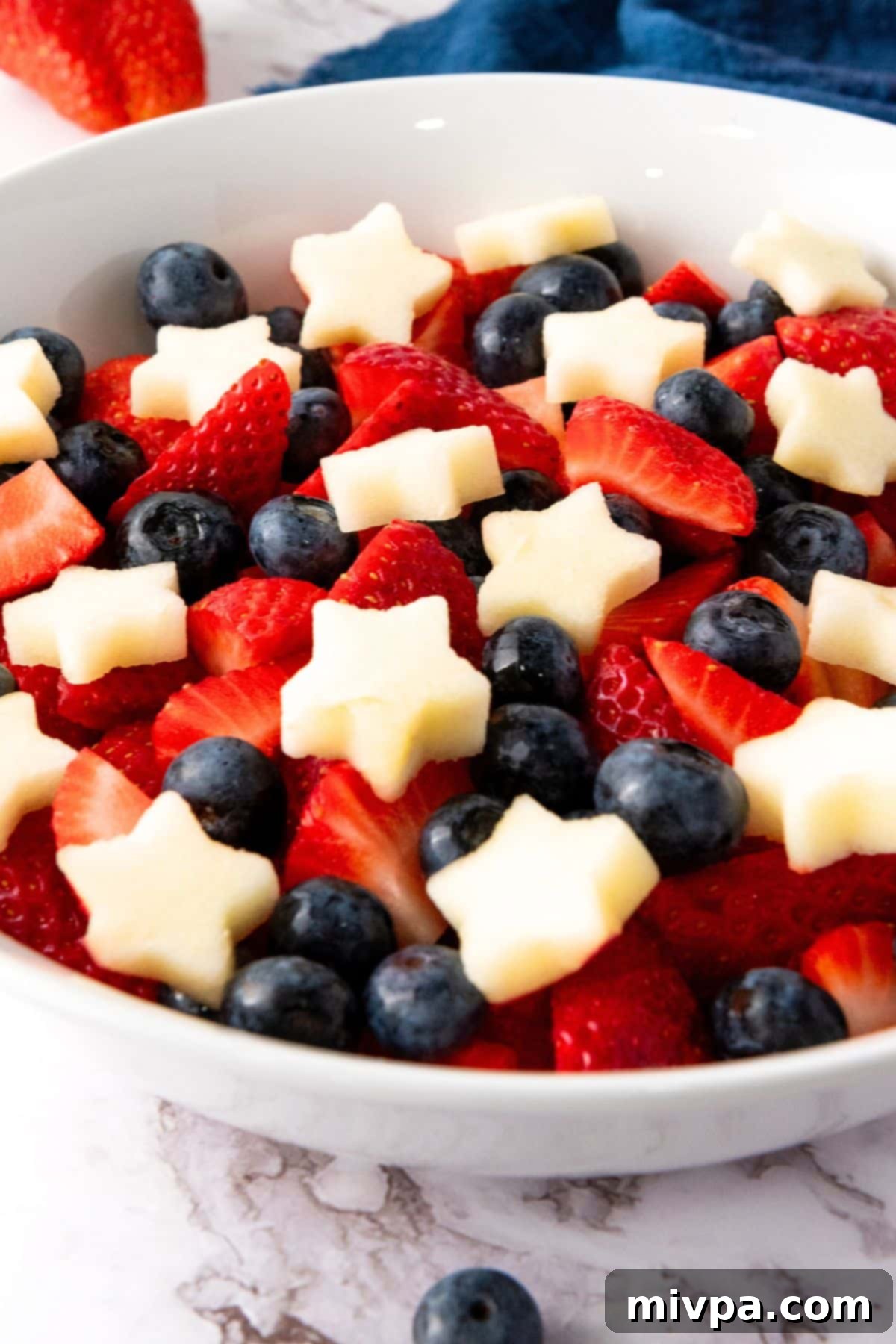 Fourth of July Fruit Salad A big bowl of Fourth of July fruit salad