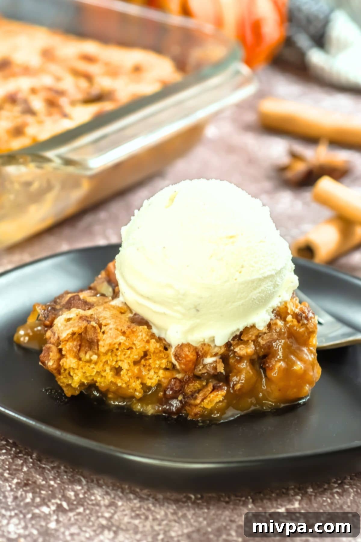 Ice cream topped cobbler