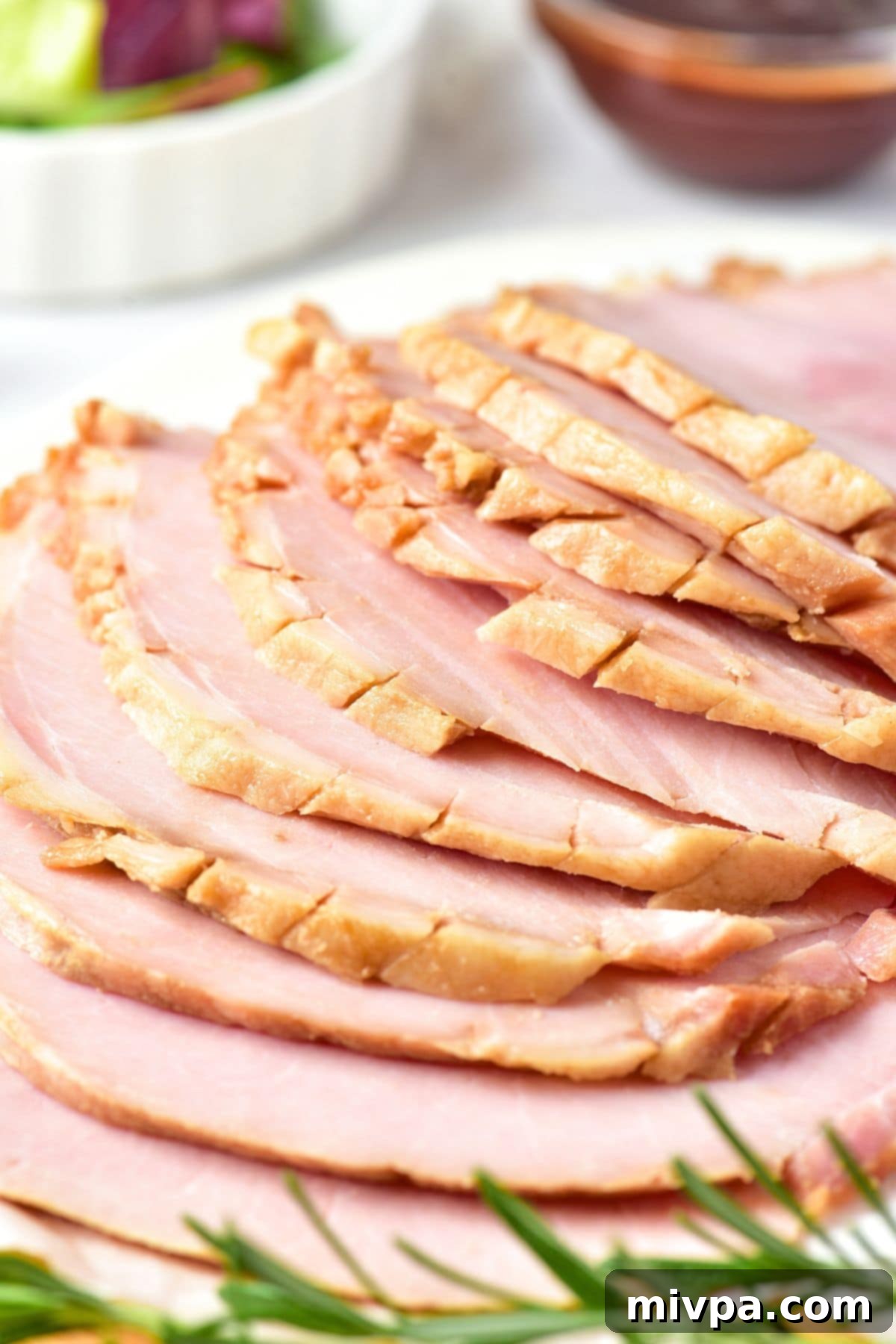 Up close images of ham slices