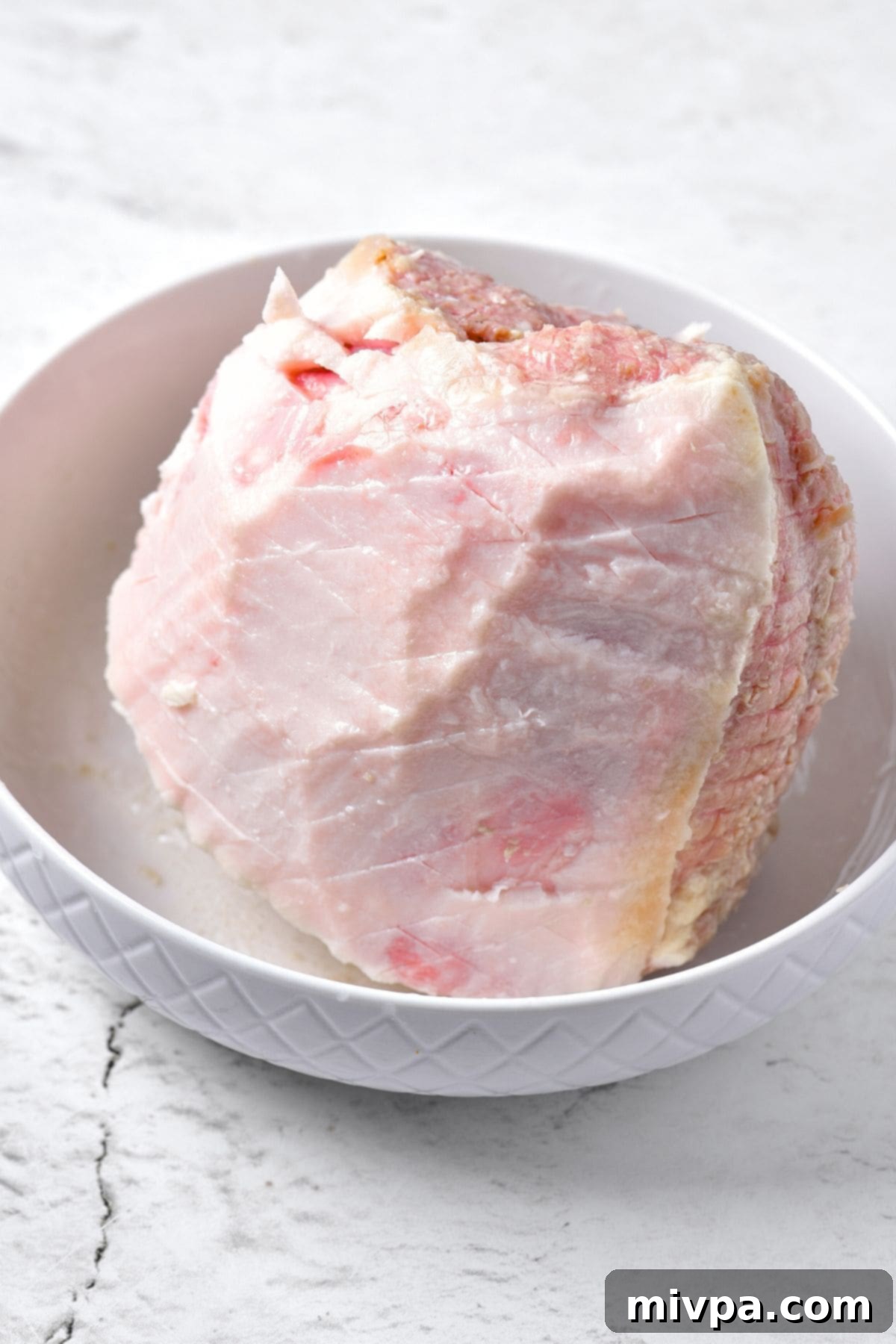 Slow cooked ham in bowl