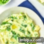 Effortless Irish Colcannon 2 Top down view of a plate of colcannon mashed potatoes, ready to eat