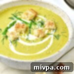 A bowl of asparagus potato soup