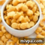 Crispy Gluten-Free Dairy-Free Fish Crackers 3 A bowl of homemade gluten-free goldfish crackers, perfectly golden and ready to be enjoyed.