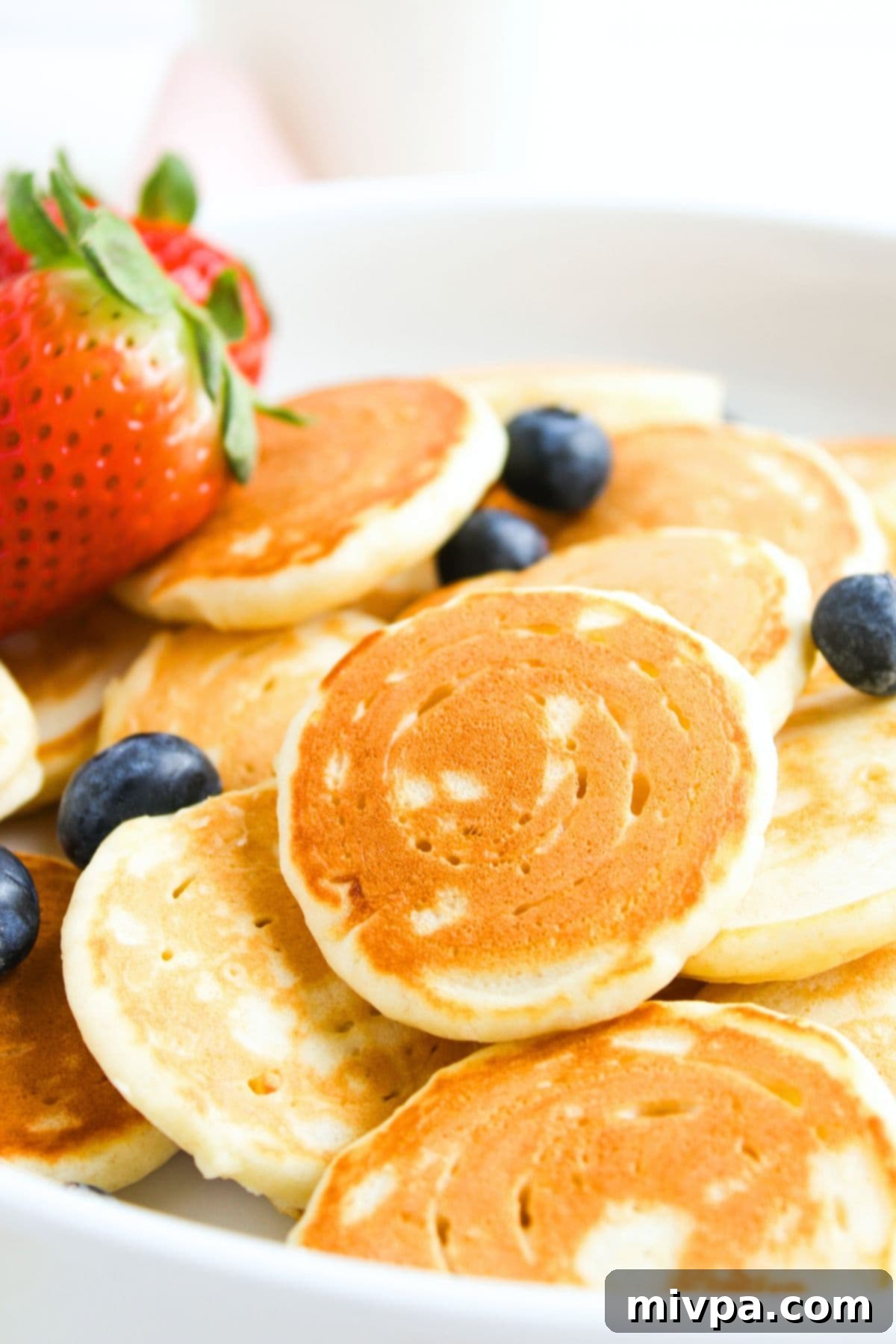 Up close view of gluten-free mini pancake bites