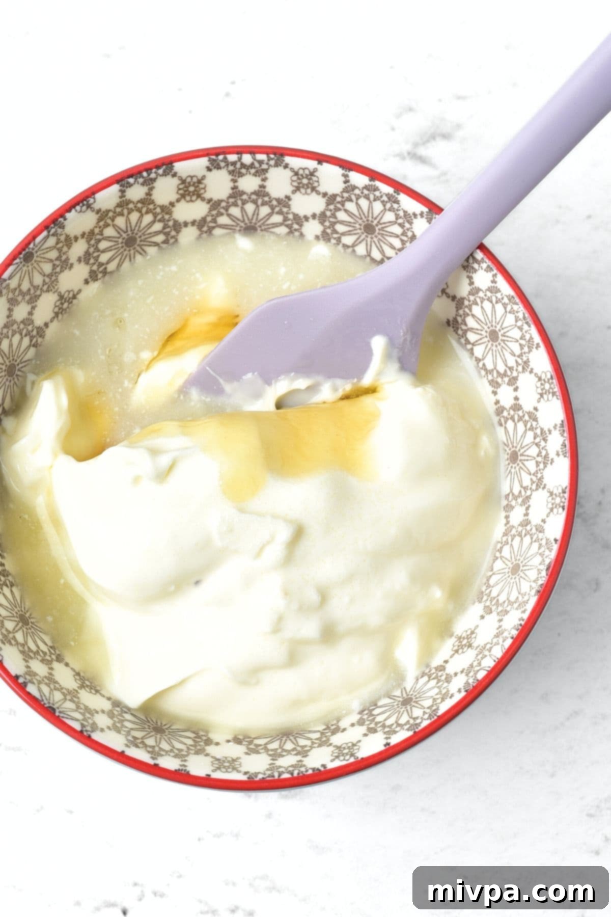 Vegan Waldorf Salad Dressing Mayonnaise mixture in bowl