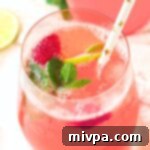 Pink Fizz Lemonade Dream 2 Top down view of a glass of strawberry lemonade