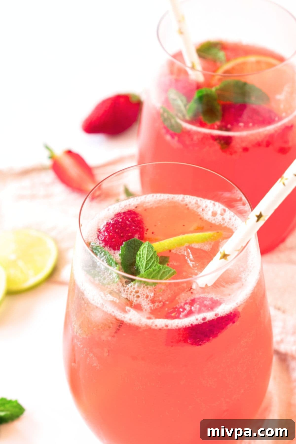Homemade Strawberry Lemonade (Gluten-Free, Vegan) Glasses of homemade strawberry lemonade.