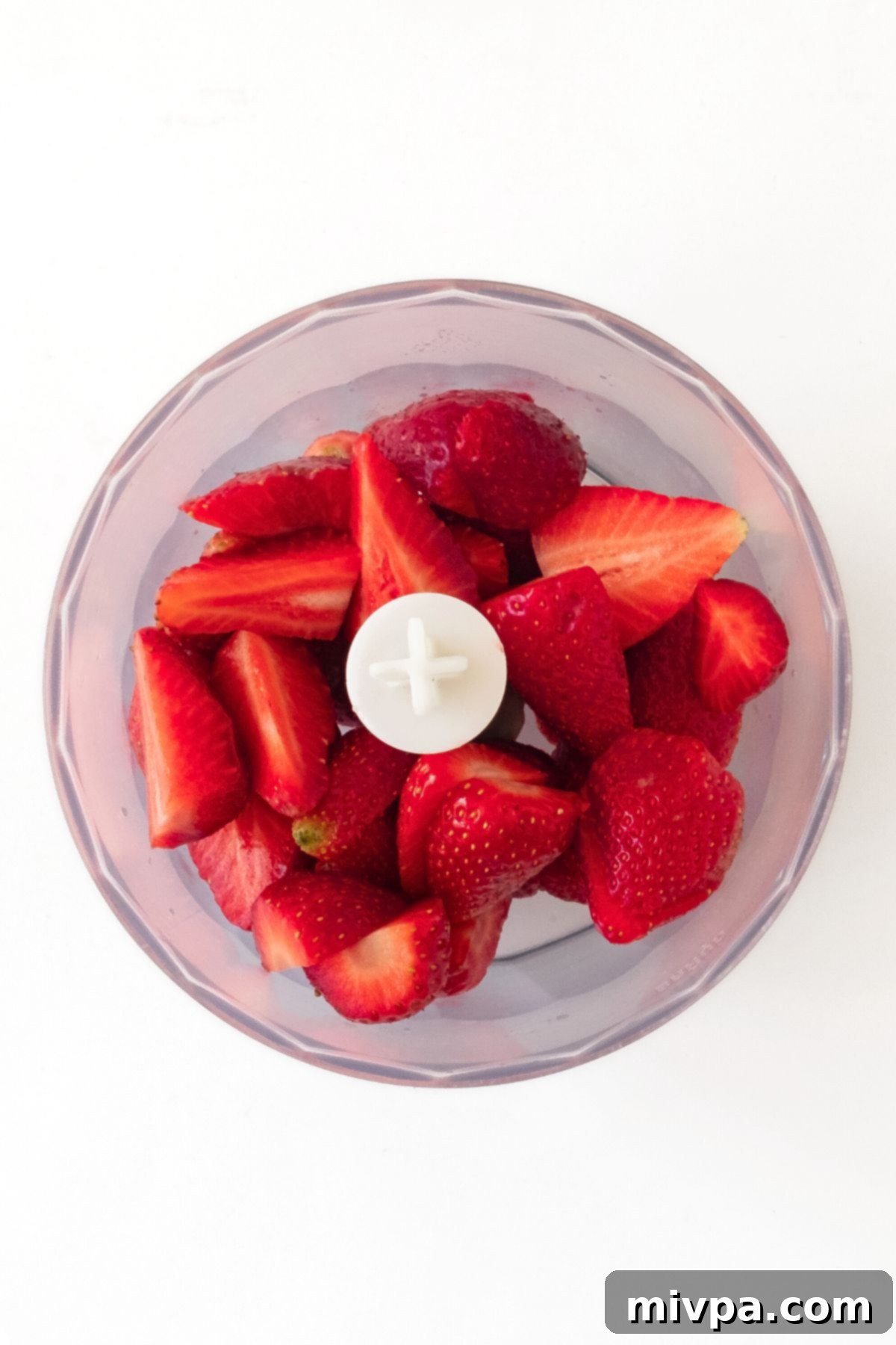 Sparkling Strawberry Lemonade (Gluten-Free, Vegan) Cut strawberries in food processor.