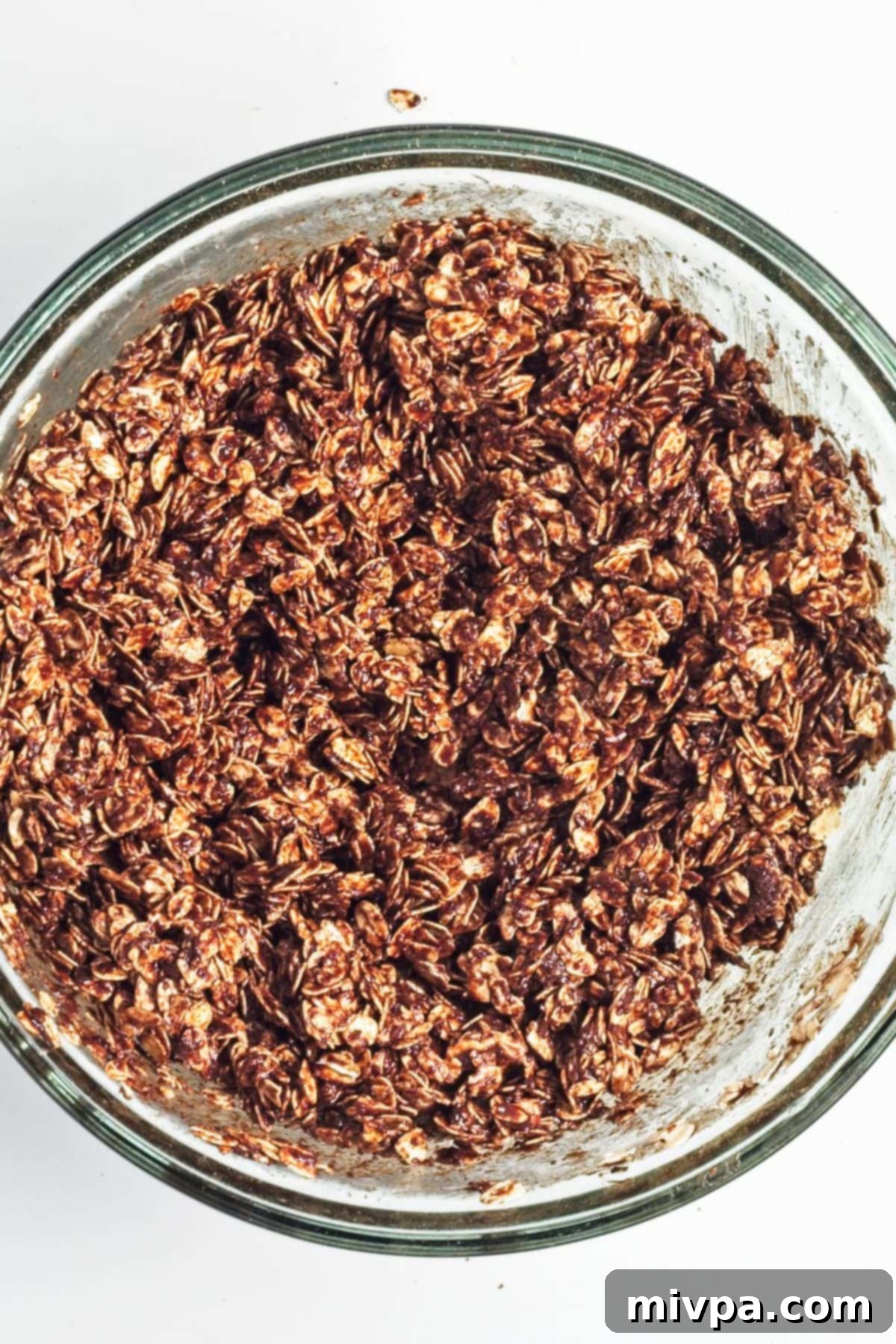 Chocolate Granola and Coconut Chocolate granola mixture in bowl